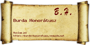 Burda Honorátusz névjegykártya